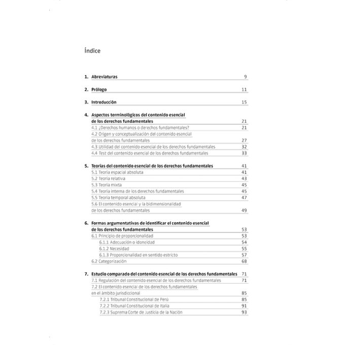 El contenido esencial de los derechos fundamentales_Indice 1